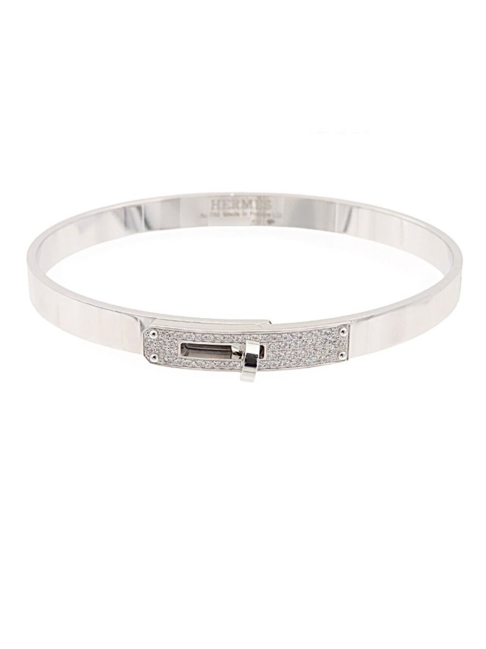 Hermes Kelly PM White Gold 18K Diamond Bracelet Bangle